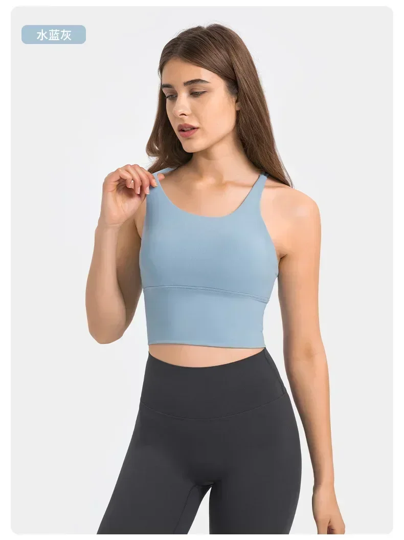 Women Cross Design Sports Yoga Bras Gather Workout Elastic Quick Dry Gym Sexy Tank Bandage Bra Running Tops Shockproof Camis