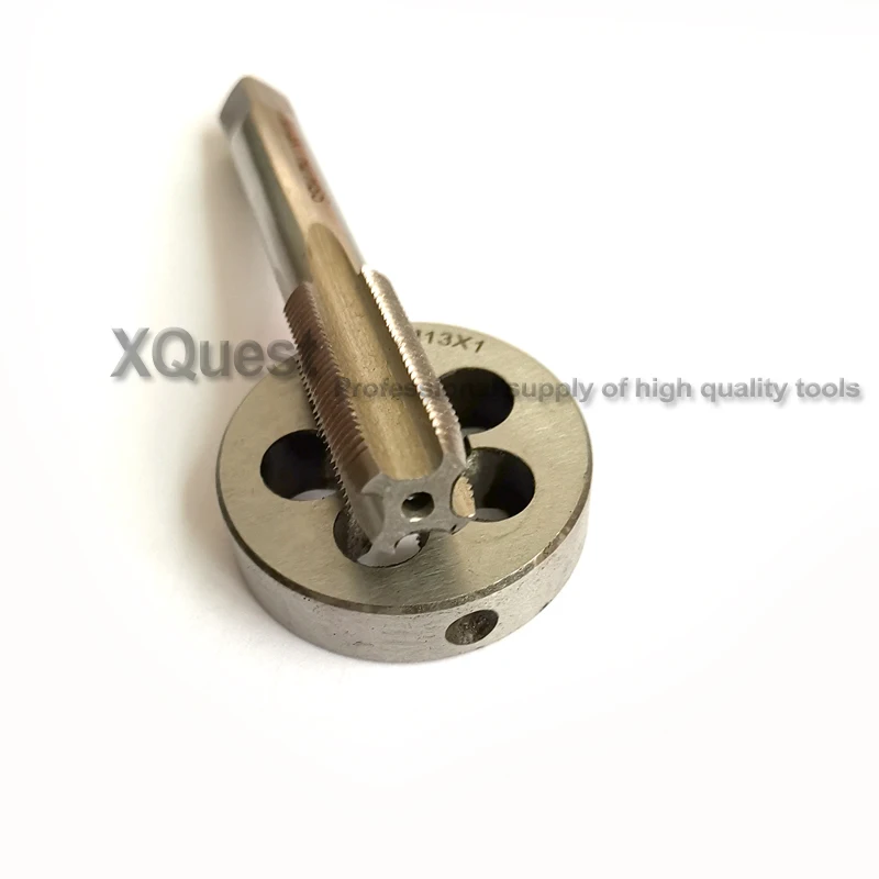 HSS 미터법 왼나사 탭 앤 다이 세트 2 개, M13 M13X1 LH 가는 나사산 플러그 탭 라운드 다이 M13X0.5