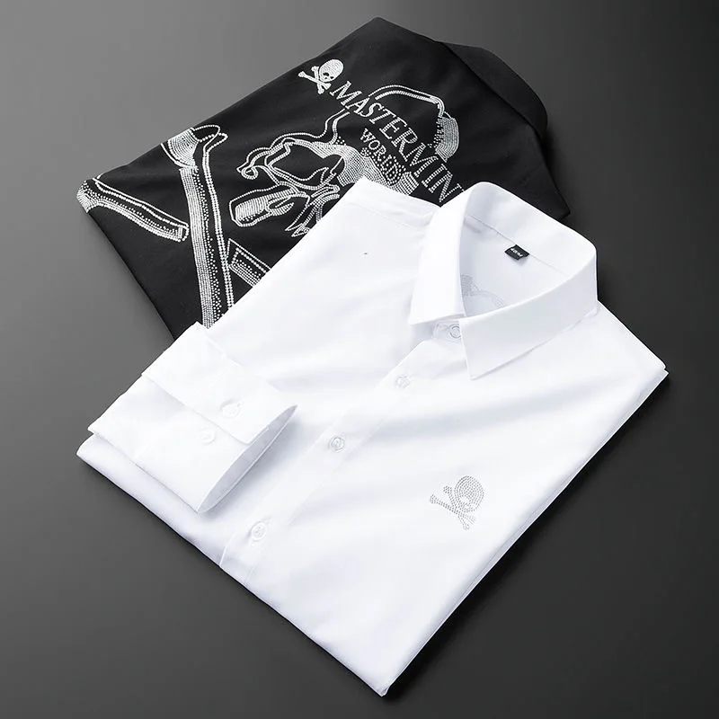 

Luxury Spring And Autumn LLong Sleeve Shirt Men's New Trend Handsome Hot Diamond Casual Shirt High-grade Men's Top