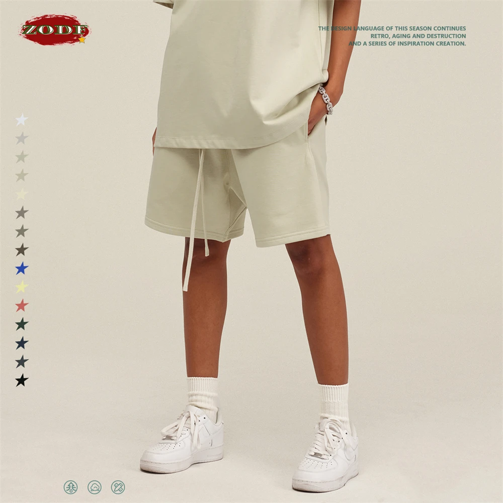 ZODF 2025 Summer Men Heavy Weight 425gsm Cotton Shorts Unisex Women Loose High Street Comfortable Solid Pants Streetwears HY0495 3