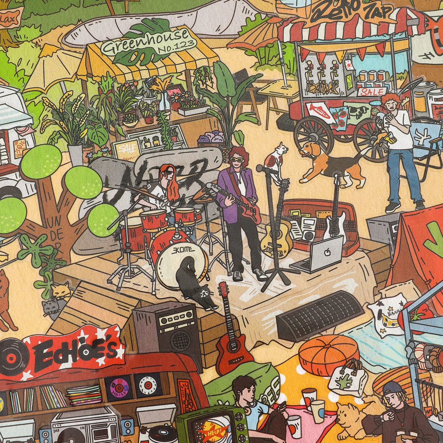 대형 레트로 미국식 애프터눈 파크 조경 스티커, 3D 미니어처 장면, 몰입형 DIY 콜라주, 핸드메이드 아트