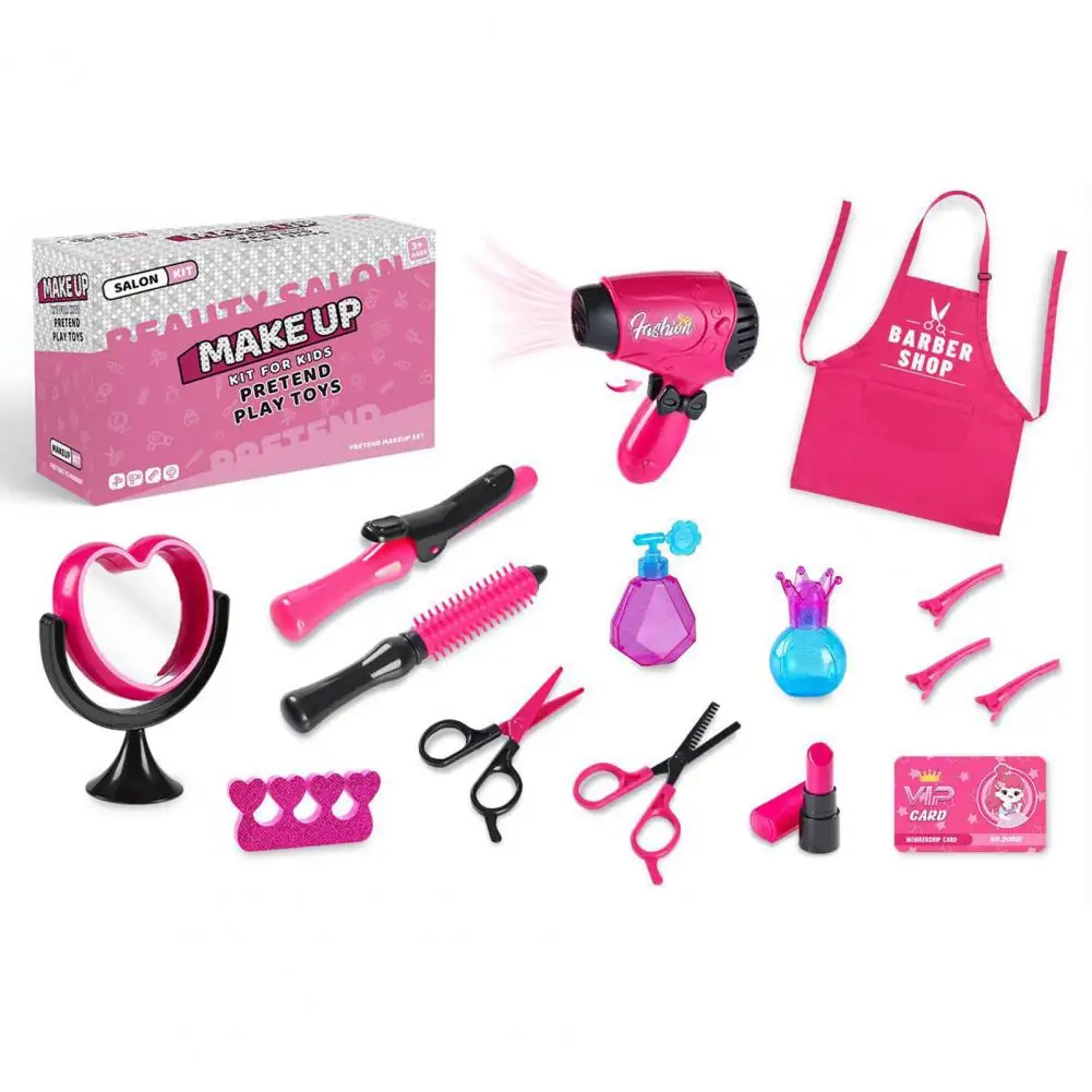 Girls Jewelry Handbag Barber Toy Girls Toys Hair Tool Toy Set for Little 15-piece Fun Play House Kit with for Pretend