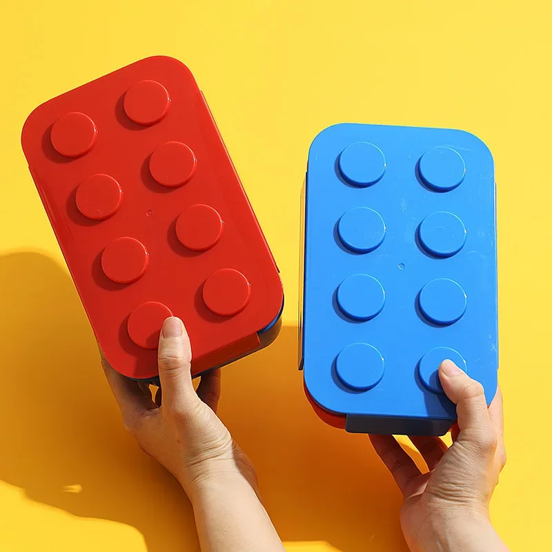 Hot Creative Sealed Lunch Box Color Building Blocks Bento Box For Children's Student Portable Outdoor Picnic Fruit Salad Box