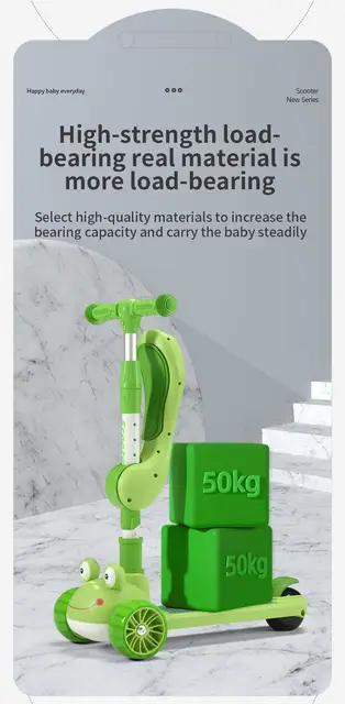 Scooter For Kids With LED Spraying Jet Bluetooth Music Effect Flash Plus Size Wheel Lean to djustable Height Foldable 2
