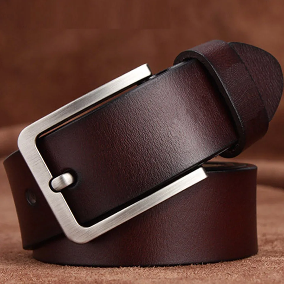 

New Men's Genuine Leather Belt European And American Retro Thick Cowhide Youth Travel Vacation Black Needle Button Pants Belt