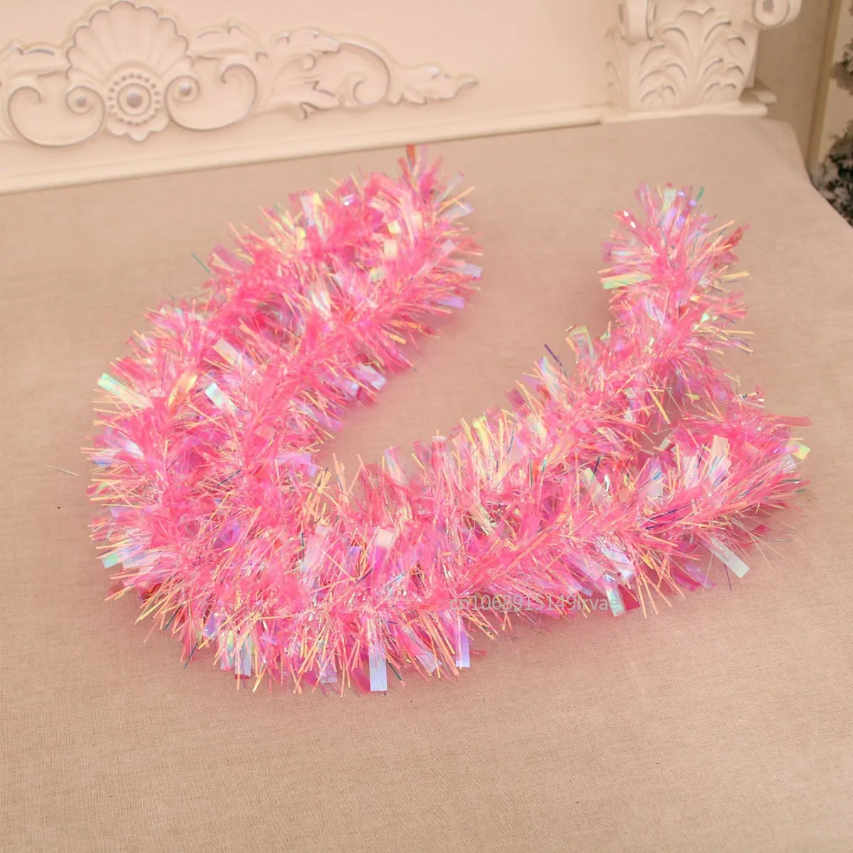 180cm Christmas Pink Foil Wreath Foil Wrap Wreath Glitter Foil Wreath Decoration Xmas Tree Wedding DIY Crafts Party Supplies