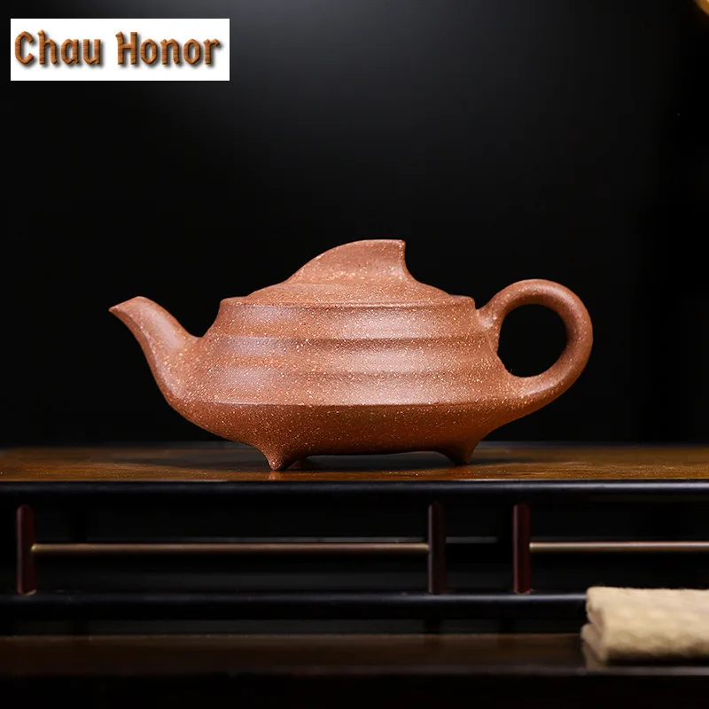 250ml Exquisite Yixing Purple Clay Teapots Handmade Pot Raw Ore Coarse Sand Colours Section Mud Kettle Chinese Zisha Teaset Gift
