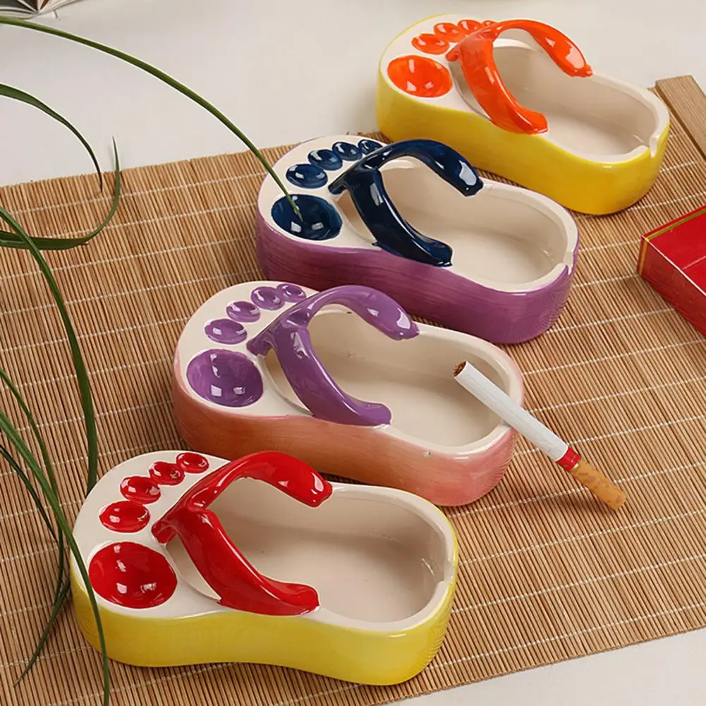 Unique Ashtray Ornament Handcrafted Ash Holder Flip Flops Shaped Housewarming Gift Windproof Cartoon Ash Container