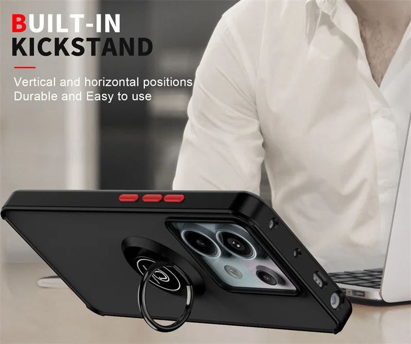Armor Matte Shockproof Case with Magnetic Ring Holder and Stand