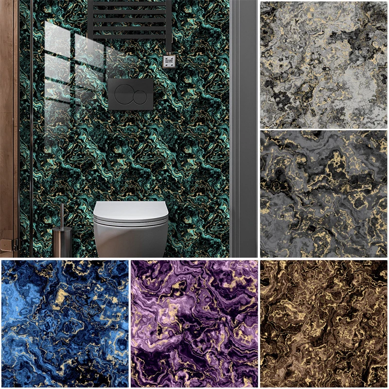 10pcs Crystal Tiles Sticker Self-adhesive Fake Marble Wall Sticker PVC Waterproof Wall Decoration Bathroom Home Decor
