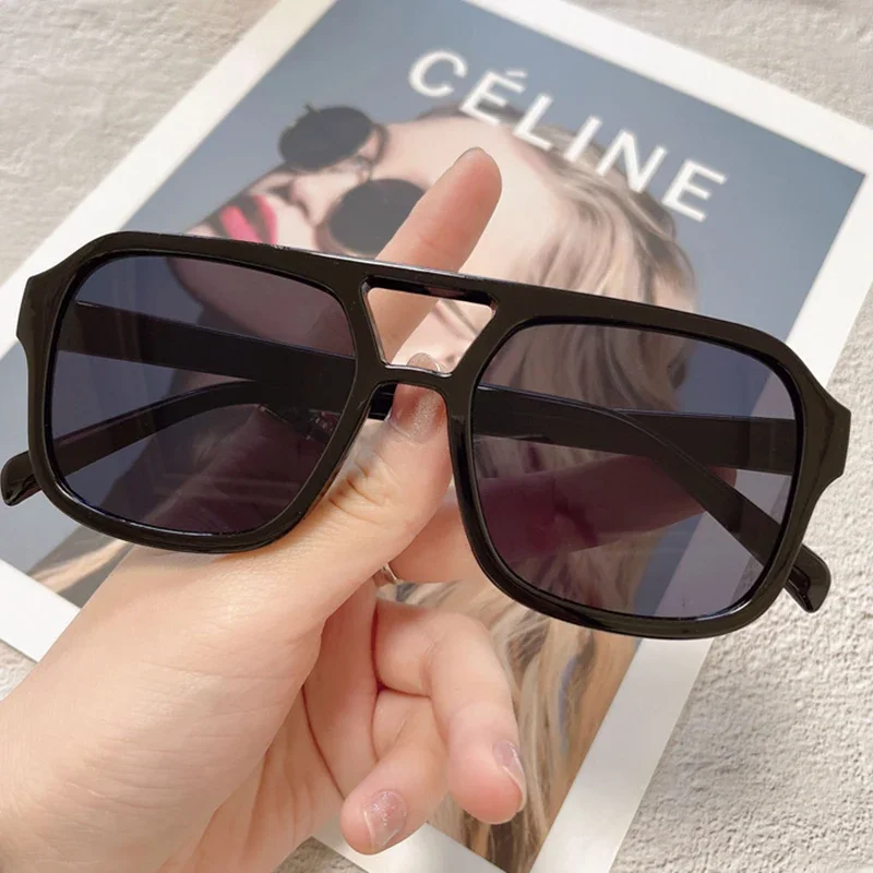 Snug Simple UV Protective Square Sunglasses with Double Bridge Design