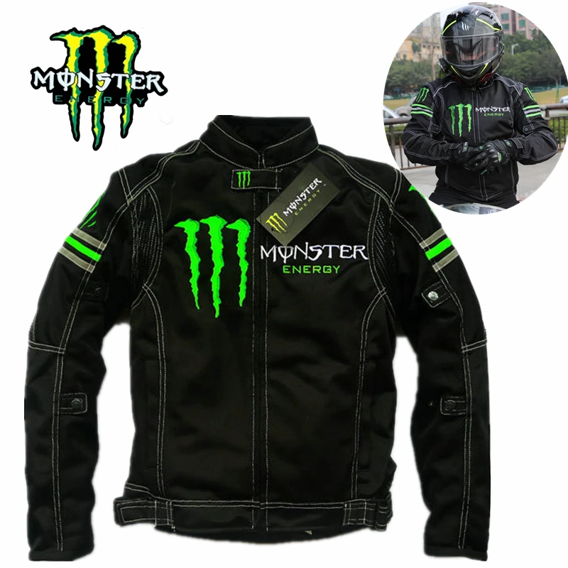 Monster Energy-Ensemble d'équitation en maille respirante pour moto,  vêtements anti-chute, veste de course mince avec dispositif de protection,  été - AliExpress