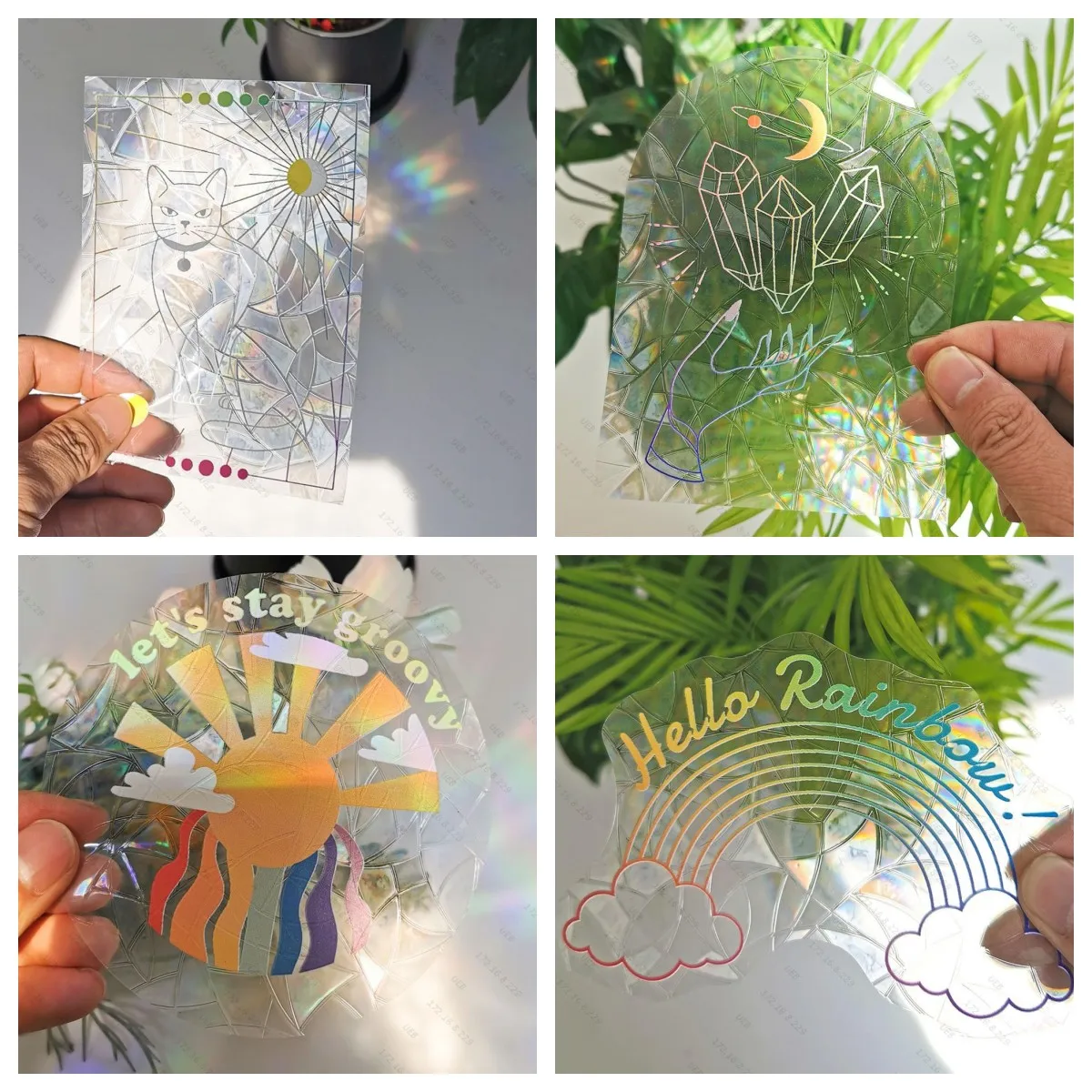 3D Rainbow Sun Catcher Wall Stickers Light Catcher PVC Window Film Self ...