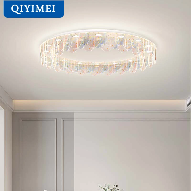 

QIYIMEI Round Chandelier Lamps For Living Room Bedroom Kitchen Home Decoration Indoor Lighting LED Light Fixtures lustre