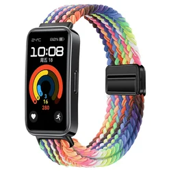 Magnetic Buckle Nylon Braided Loop Strap - Breathable & Comfortable Wristband - Huawei Band 8 (New rainbow)