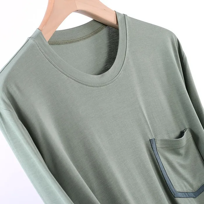 Kurzarm Hosen Pyjamas Für Männer Neue Herbst Winter Schlafen Hause Kleidung Große Größe Modale Nachtwäsche Pyjama Homme Mann Set – Detail 2