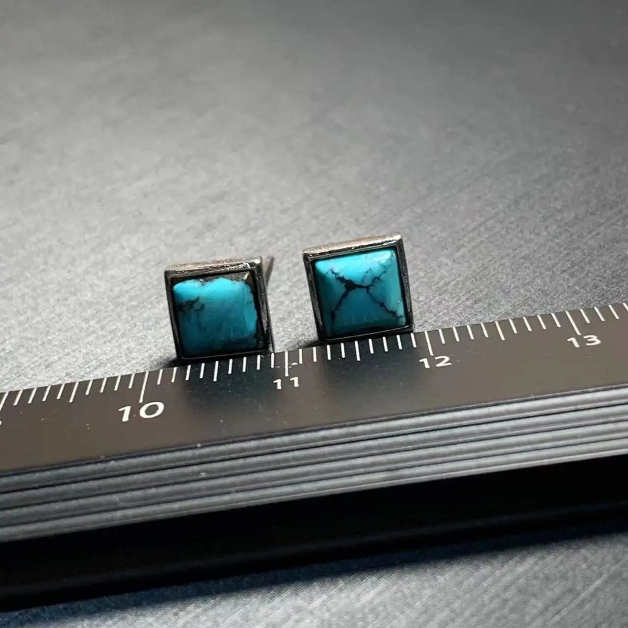 Natural Turquoise Stud Earrings For Women COPPER Vintage Femme Gift Prevent Allergy Fine Jewelry
