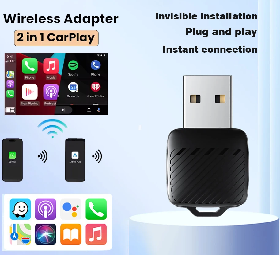 CarlinKit Mini Wireless CarPlay Adapter 2025 Android Auto Wireless Dongle Wifi 5.8G Auto Connect Box Support Spotify Music