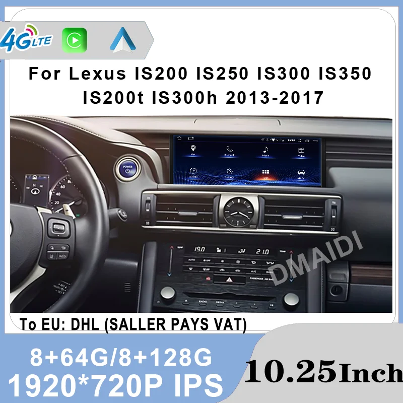 Android 12 Autoradio für Lexus ist 200 300 2013 2017 128 t 10.25 h 2009-2013 GB ''Multimedia-Video-Player Carplay Autoradio 4g