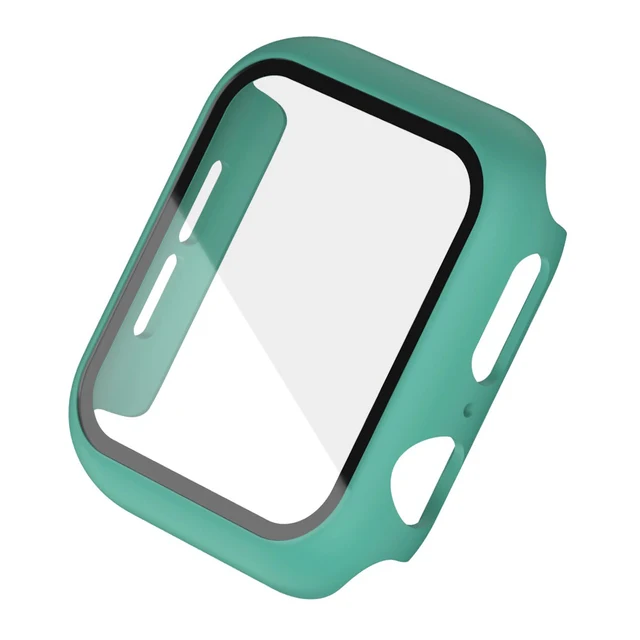 Hard PC Case for Apple Watch Series 45mm 41mm 44mm 40mm 42mm 38mm Tempered Protective Cover for Iwatch Serie 7 6 5 4 3 2 1 SE Dark Green