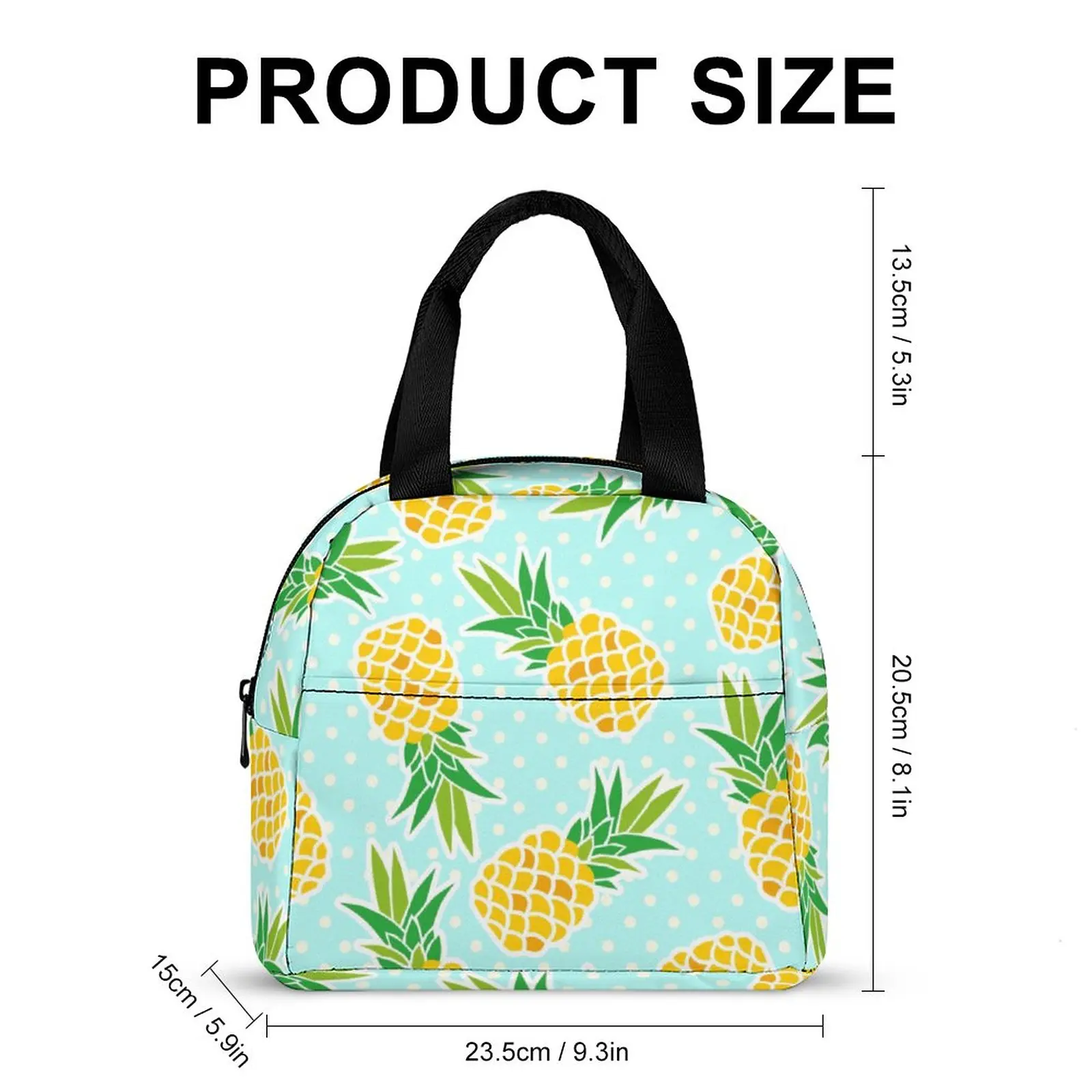 Custom Pattern Tote Lunch Bags for Women White Dot Blue Print Portable Meal Bag Picnic Travel Breakfast Box Office Work School