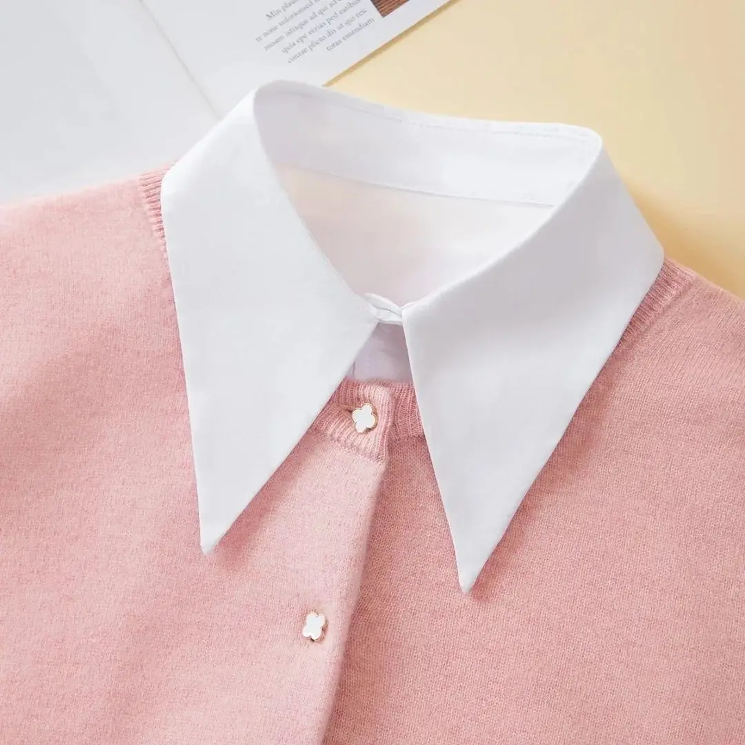 Gefälschter Kragen, abnehmbarer Kragen für Damen und Mädchen, Hemden, Dickey, halbe falsche Bluse, Dickey-Tops, einfarbig, falscher Kragen, Weiß/Schwarz – Detail 10