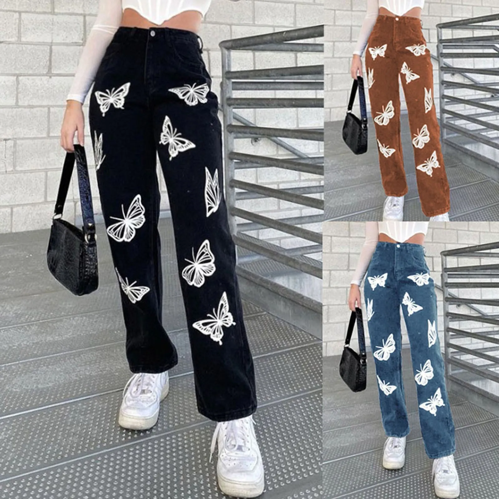 Butterfly-Pattern Jeans