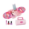 Portable DIY Kid Make Up Toy Beauty Safe Easy Remove Wash Cosmetic Nail Polish Palette Set Case Girl Pretend Gift for Toddler 5
