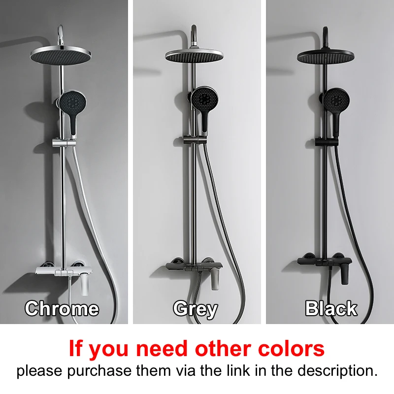 VGX Gold Shower System Bathroom Shower Faucet Set 3-way  Rainfall Shower Mixer Crane with Hand Shower Set Black Grey Chrome 6
