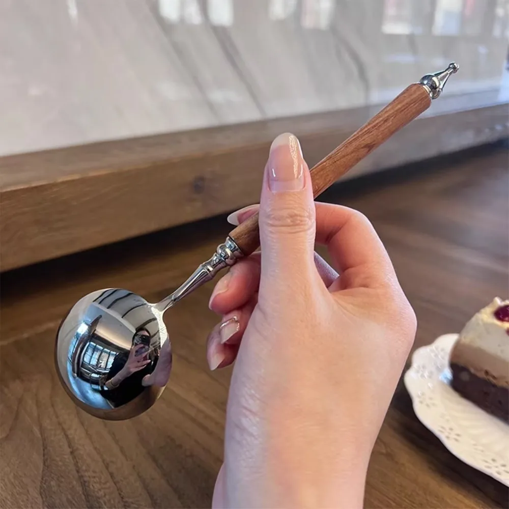 Roestvrijstalen Lepel Servies Met Lange Steel Dikker Roerijs Retro Maaltijdlepel Voor Het Serveren Van Soep En Dessert Dinerservies_voghion.com