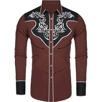 Chemise à manches longues pour hommes, imprimé occidental, revers, simple boutonnage, décontracté, Social, Club, vêtements de rue, nouvelle mode 2024 3