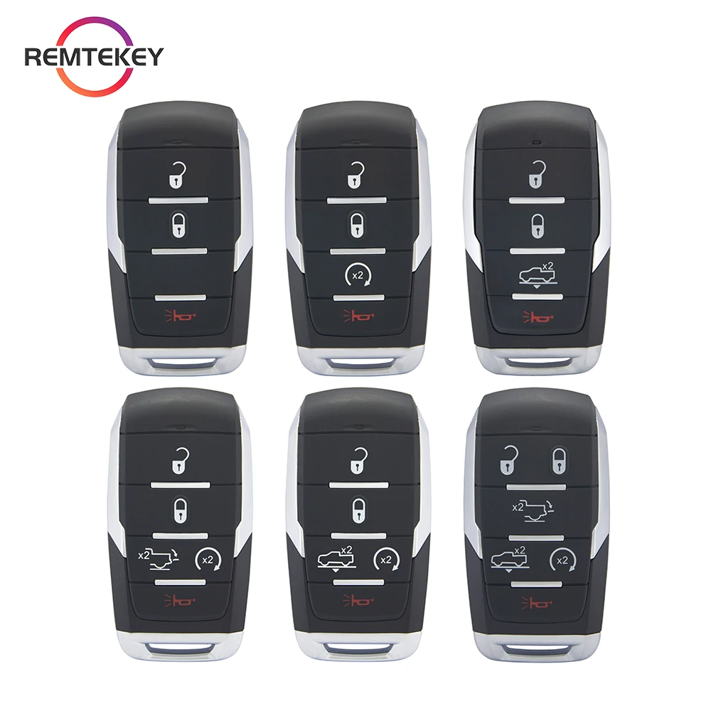 REMTEKEY Smart Remote Car Key Shell Case FCC OHT-4882056 3/4/5/6 Buttons for For Dodge Ram 1500 Pickup Limited LongHorn