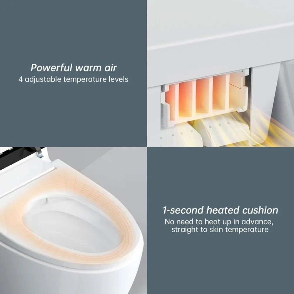 Smart Toilet for Bathrooms, Smart Bidet Auto Open/Close Lid, with Bidet Built in,Auto Dual Flush, Heated Toilet Seat 5