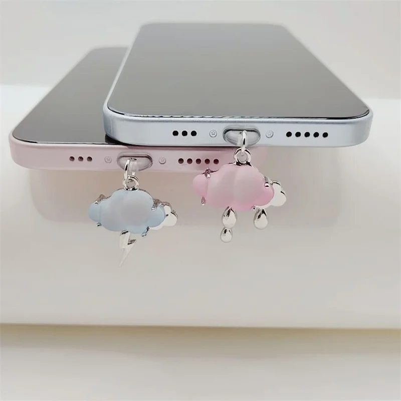 날씨 먼지 플러그 매력 전화 스토퍼 펜던트 충전 포트 플러그 iPhone 유형 C 먼지 보호 Airpods 액세서리에 귀여운