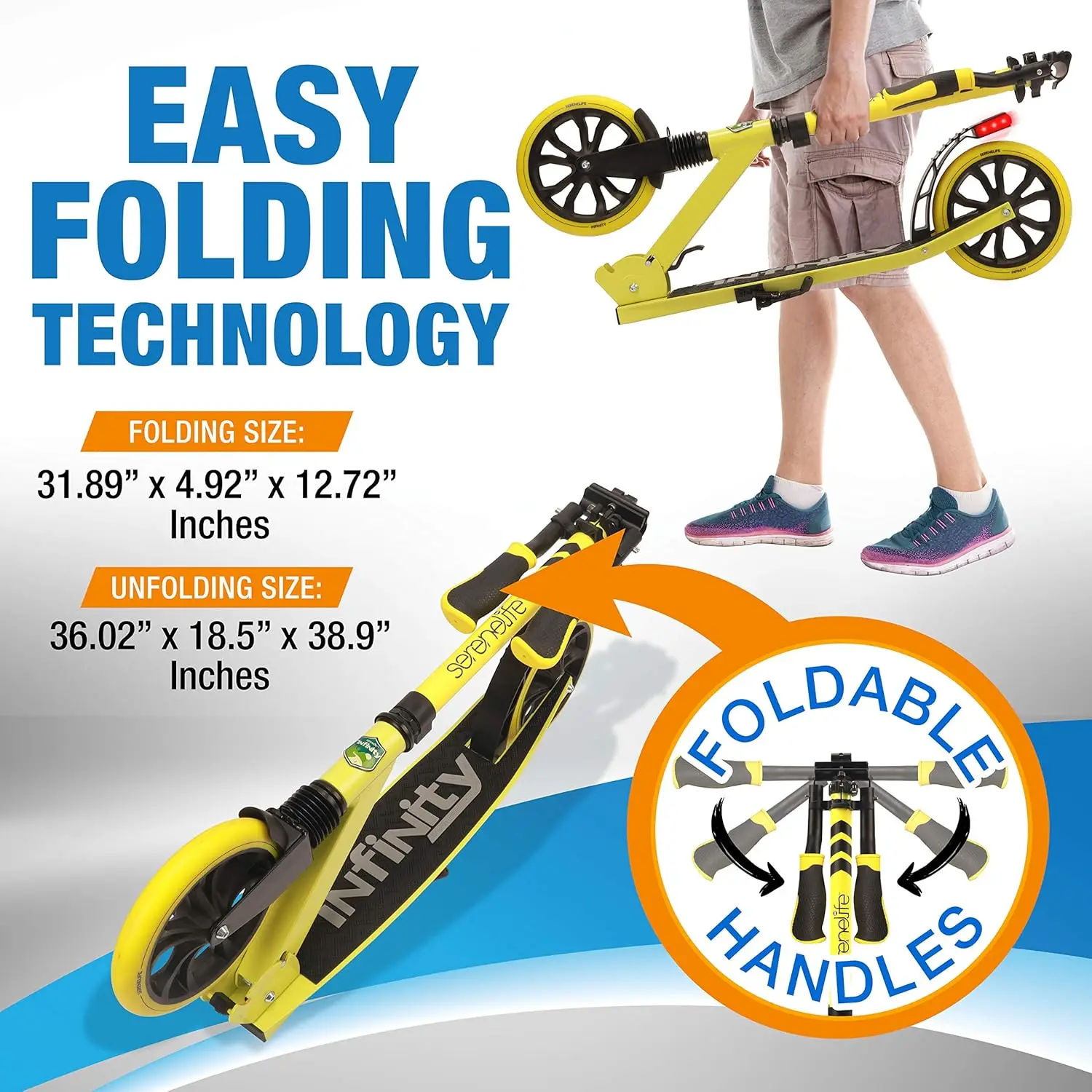 Kick Scooter Adult Teenagers Kids- 2 Wheel Kids Scooter with Adjustable T-Bar Handlebar-Alloy Anti-Slip Deck