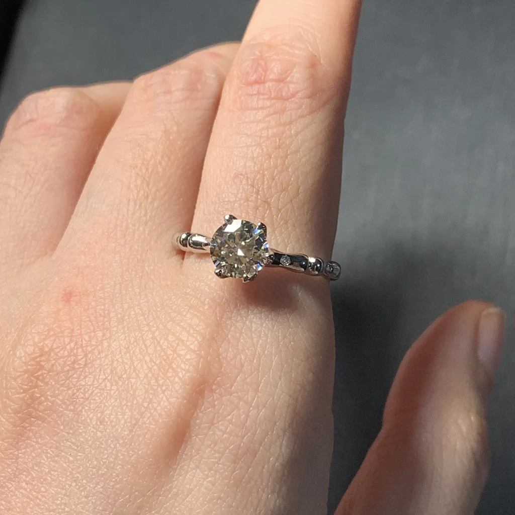 6MM Moissanite Diamond Ring Adjustable Female Ring Jewelry for Women Gift Wholesale High Quality Vintage Fine