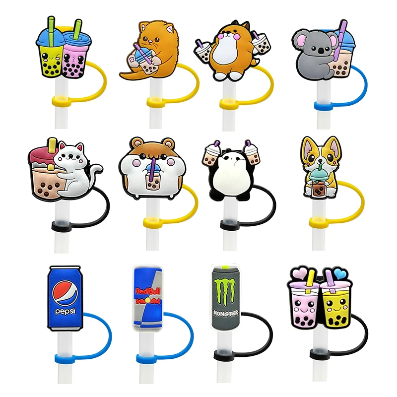 20PCS PVC Straw Charms Cute Dogs Series New Arrival Plastic Straw
