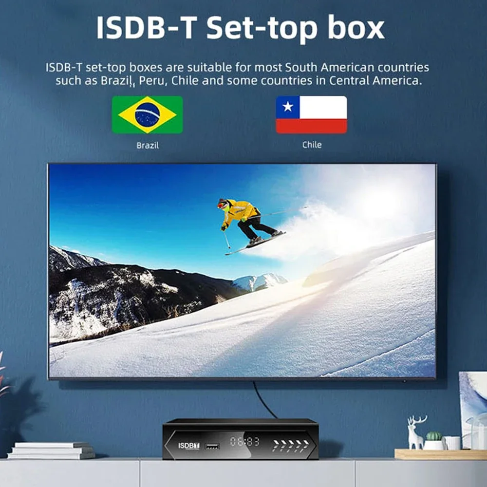 Digital TV Decoder ISDB-T For Chile 1080P HD Terrestrial Set Top Box HDMI and RCA Supports Smart TVs or old TVs