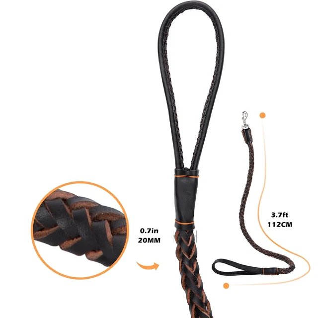 Heavy and Duty Large Dog Leash Genuine Leather Braided Dog Training Leash for Shepherd Medium Large Dogs Pet Supplies 3