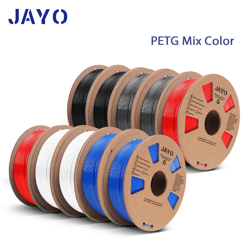 

JAYO PETG/PLA Meta/PLA/SILK/PLA PLUS/TPU/ABS Filament 3D Printer 1.75mm 10Rolls for FDM 100% No Bubbel 3D Printer DIY Materials