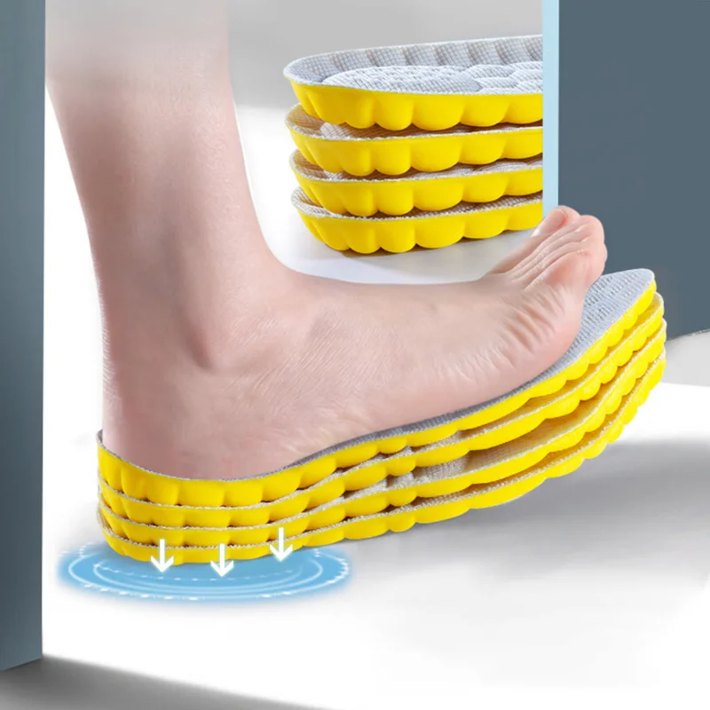 Thicken Latex Sport Insoles Soft High Elasticity Memory Foam Shoes Insoles Insert Pads Women Men Breathable Massage Cushion Pad