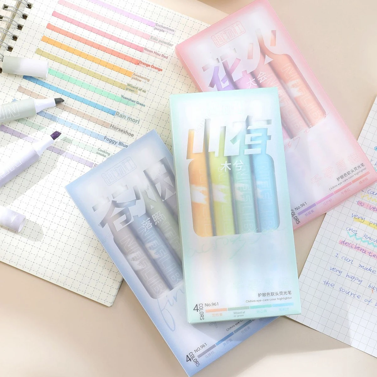 Kawaii Highlighters Painting Pen Suitable for School Student Ledger Marking Drawing DIY Painted Stationery 4Pcs/set