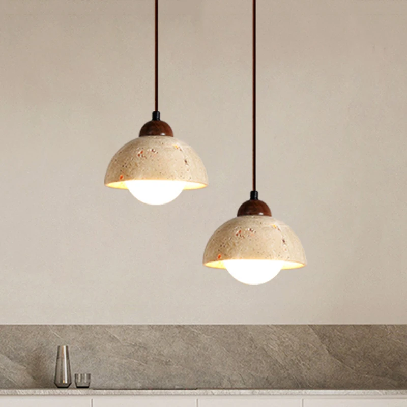 Yellow Travertine Wabi-Sabi Style Pendant Lamp KL657