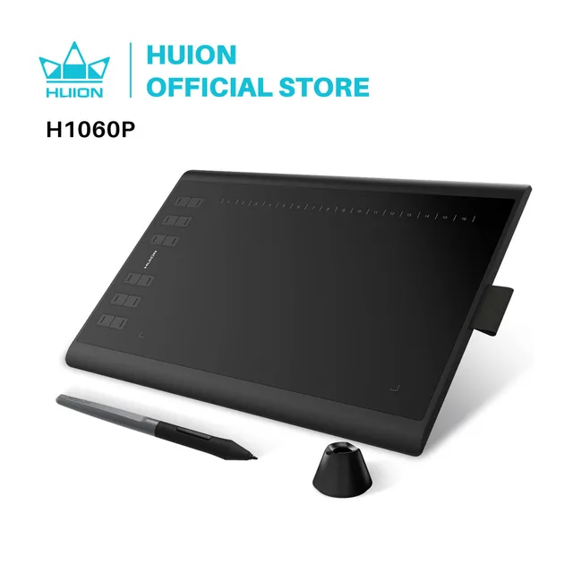 HUION Inspiroy H1060P Graphics Drawing Tablet with 8192 Pressure Sensitivity Battery-Free Stylus and 12 Customized Hot Keys, 10 1