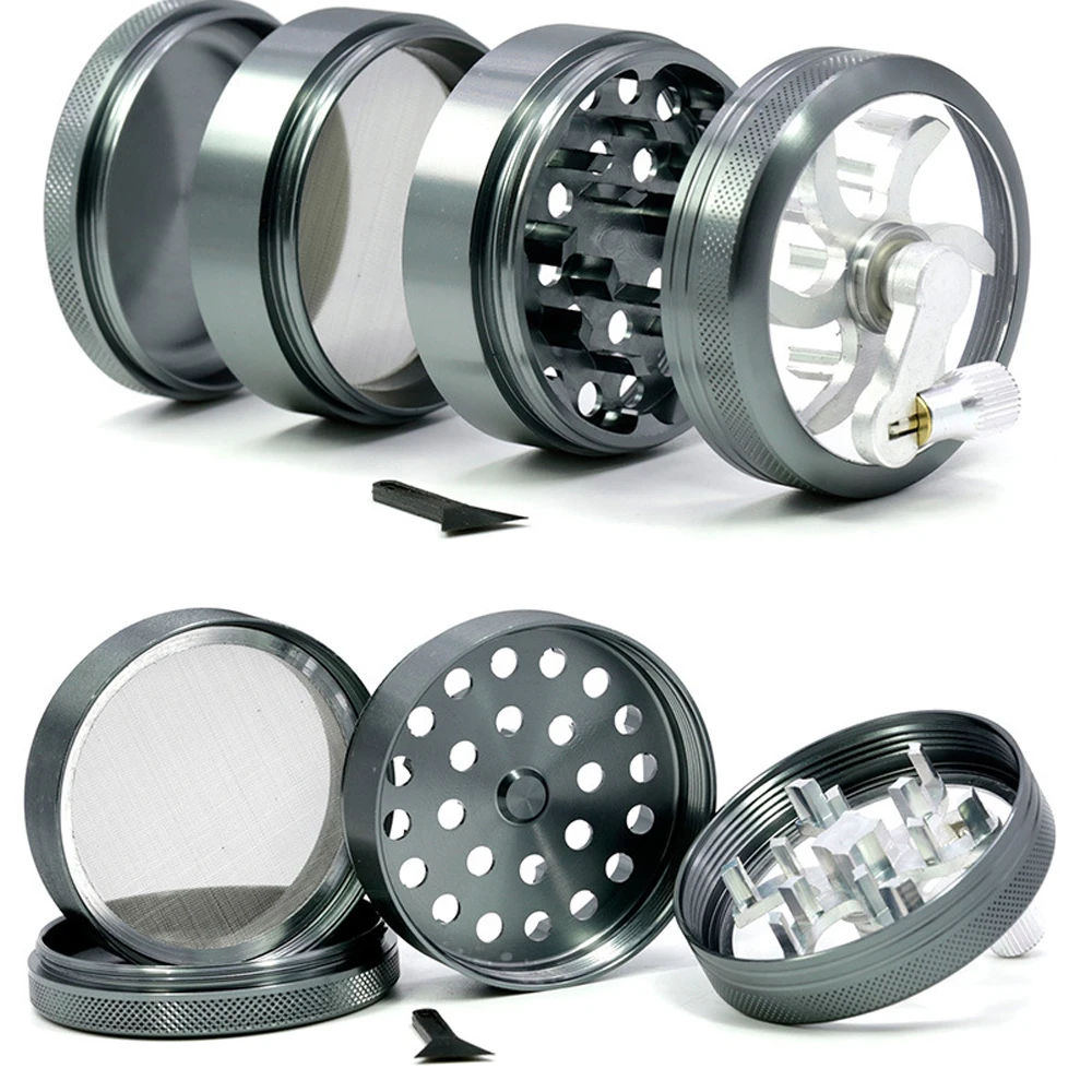 63MM 4-layer Zinc Alloy Tobacco Grinder Manual Herbal Herb