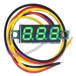 Mini Digital Voltmeter with LED Display - Multi-Color Options (3 Wire Green)