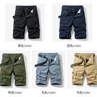 2025 New Summer men's fashionable multi pocket workwear shorts thin casual and fashionable denim multi pocket shorts 1