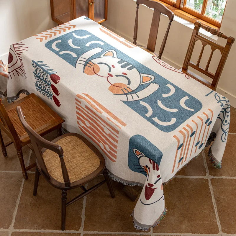 

Bohemian Tassel Cotton Tablecloth Outdoor Living Room Double-sided Blanket