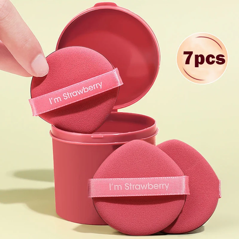 7 Pcs Strawberry Makeup Puff Set Ladies Soft Foundation Isolamento Cuscino D'Aria Double Sided Sponge Puff Beauty Makeup Tool