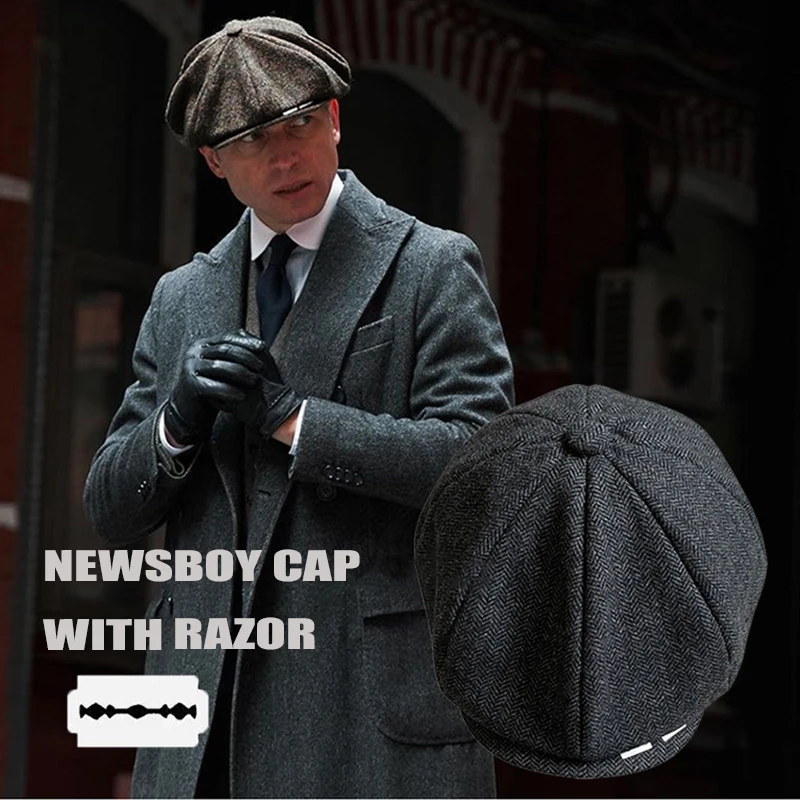 Vintage Men's Newsboy Cap With Blades Peaky Blinders Women Men Berets